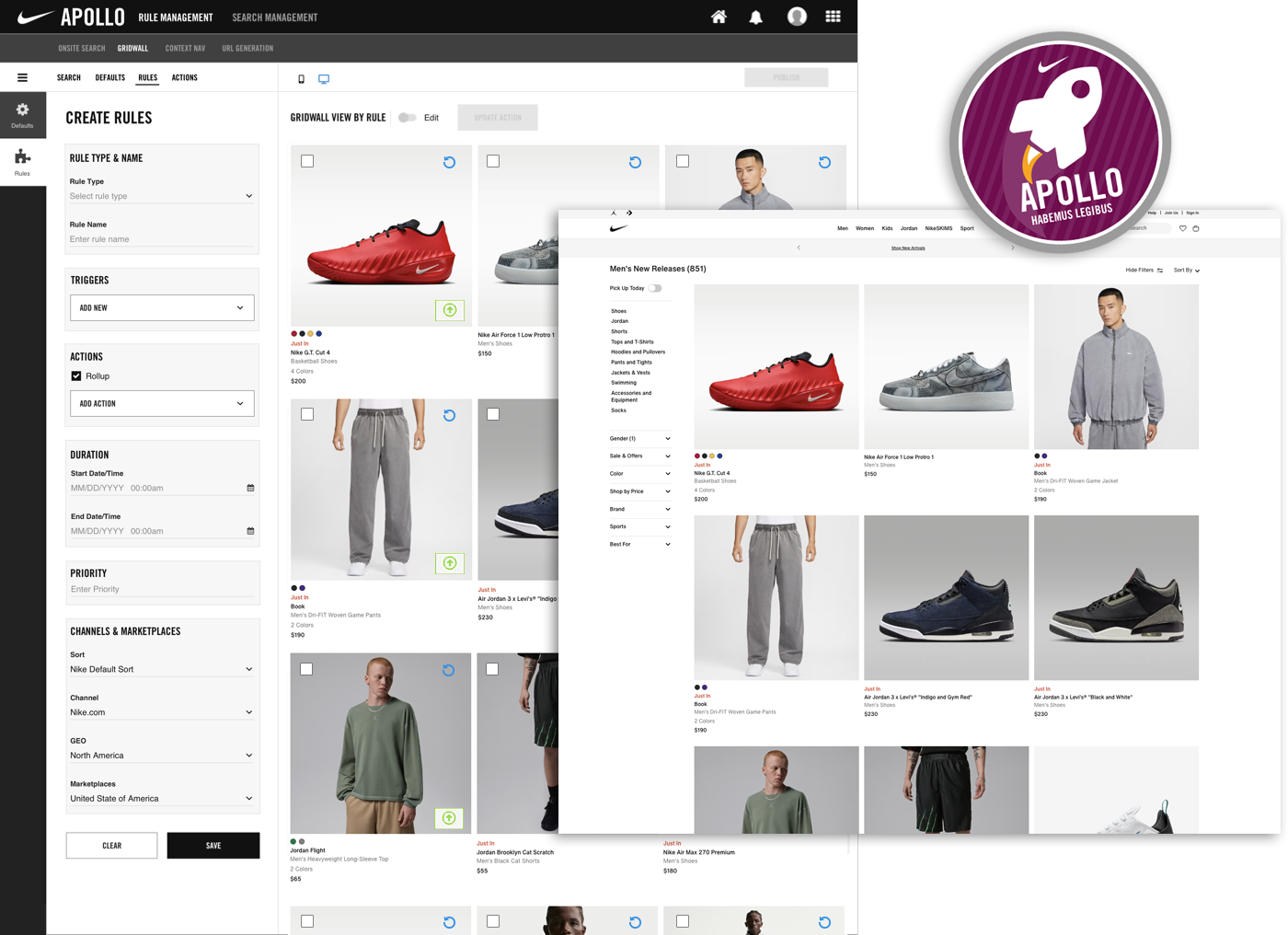 Apollo Rule Management — live gridwall preview